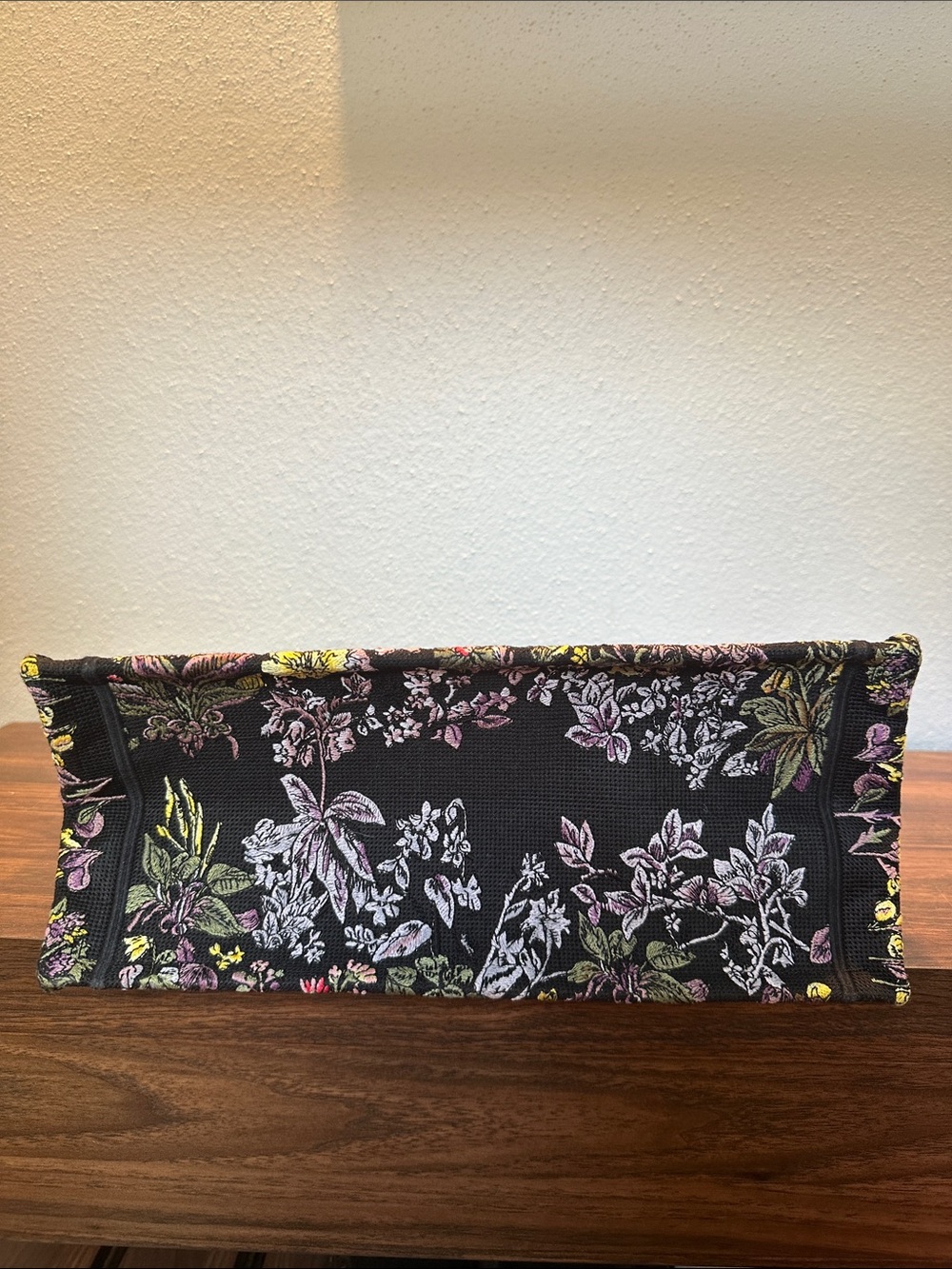 INSPIRED Black Floral Embroidered Logo Book Tote - Picture 5 of 12